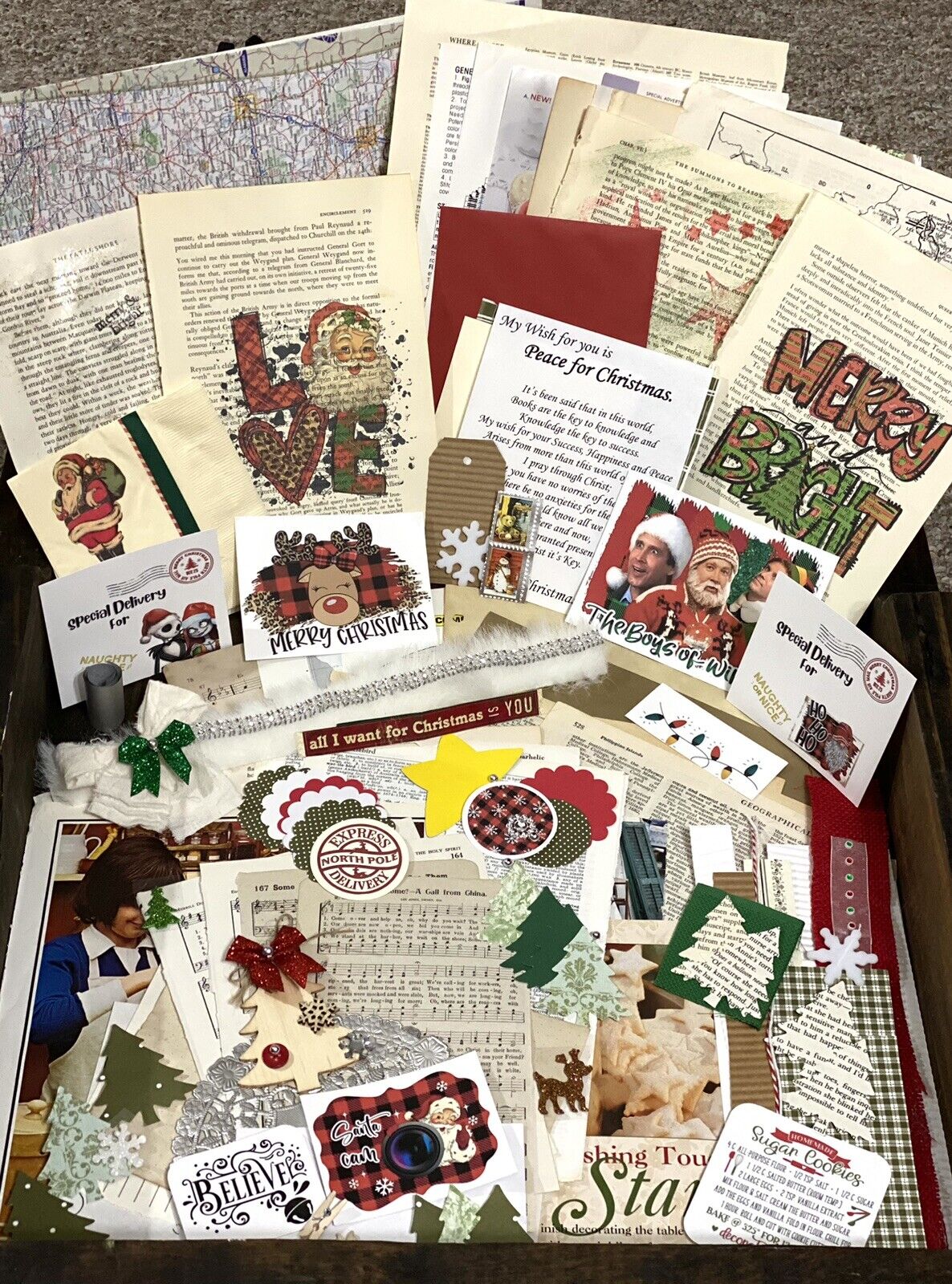 125 Piece Christmas Themed  Bundle Junk Journal Kit/Pack/Junk Journal Supplies
