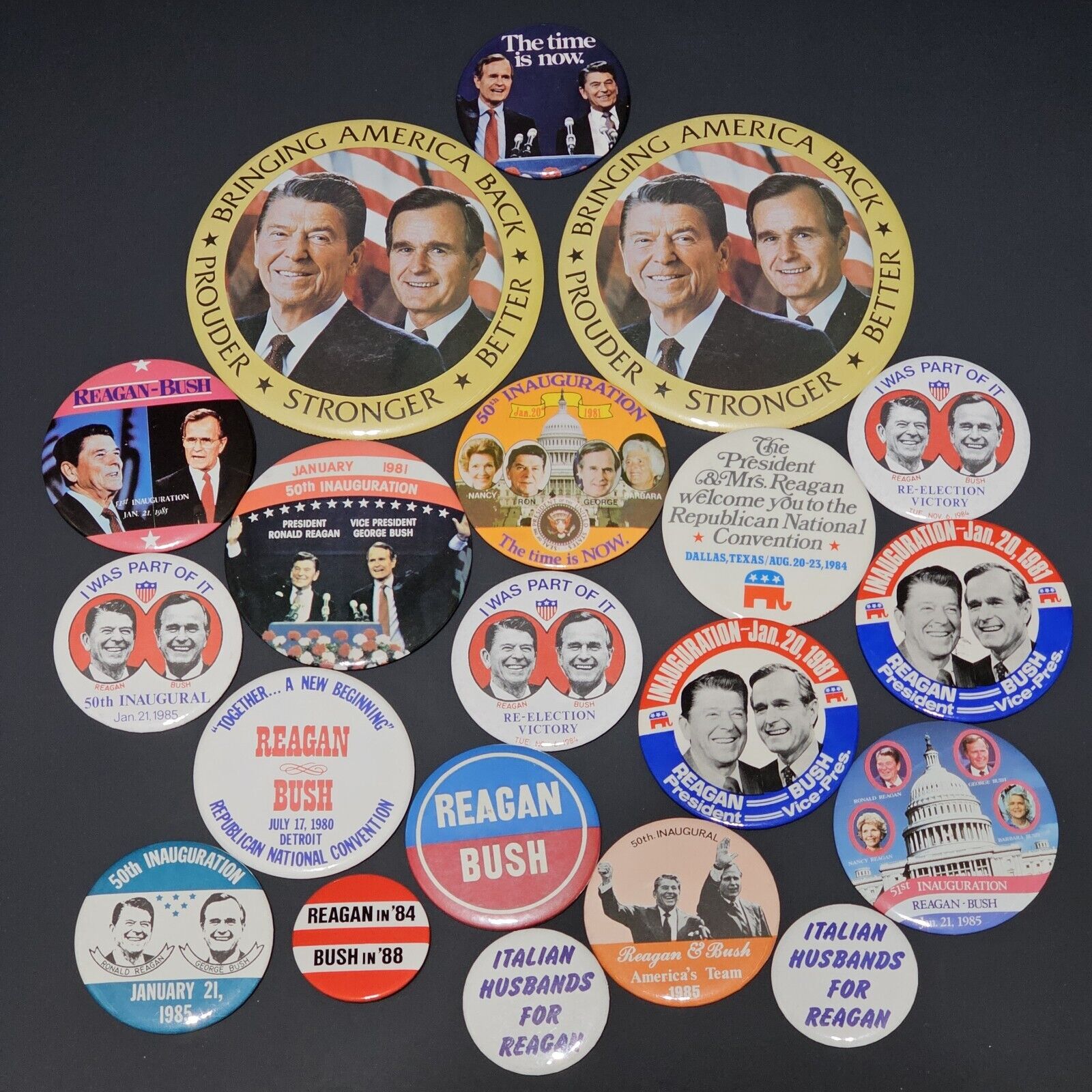 Ronald Reagan Political Pin Button Lot George H.W. Bush Republican GOP 1980\'s