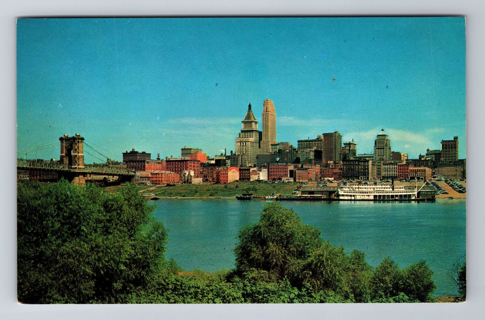 Cincinnati OH-Ohio, Skyline, Antique, Vintage Souvenir Postcard