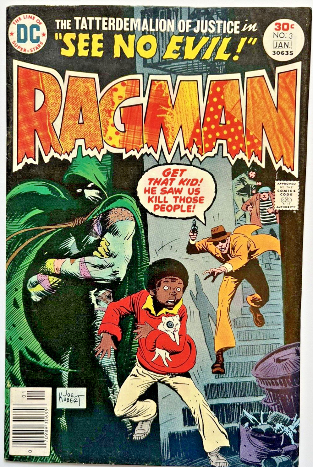1976 DC COMICS RAGMAN SEE NO EVIL Vol 1 No 3 Artist Joe Kubert 1F