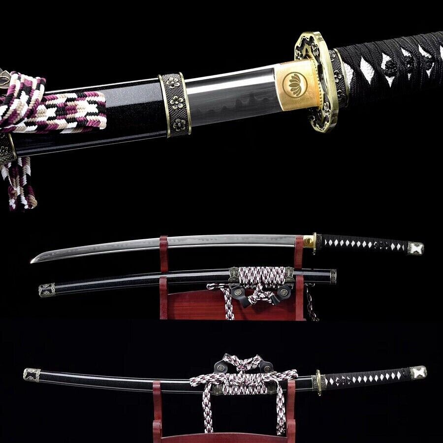 Clay tempered Tachi sword T10 steel japanese samurai Katana battle ready sharp.