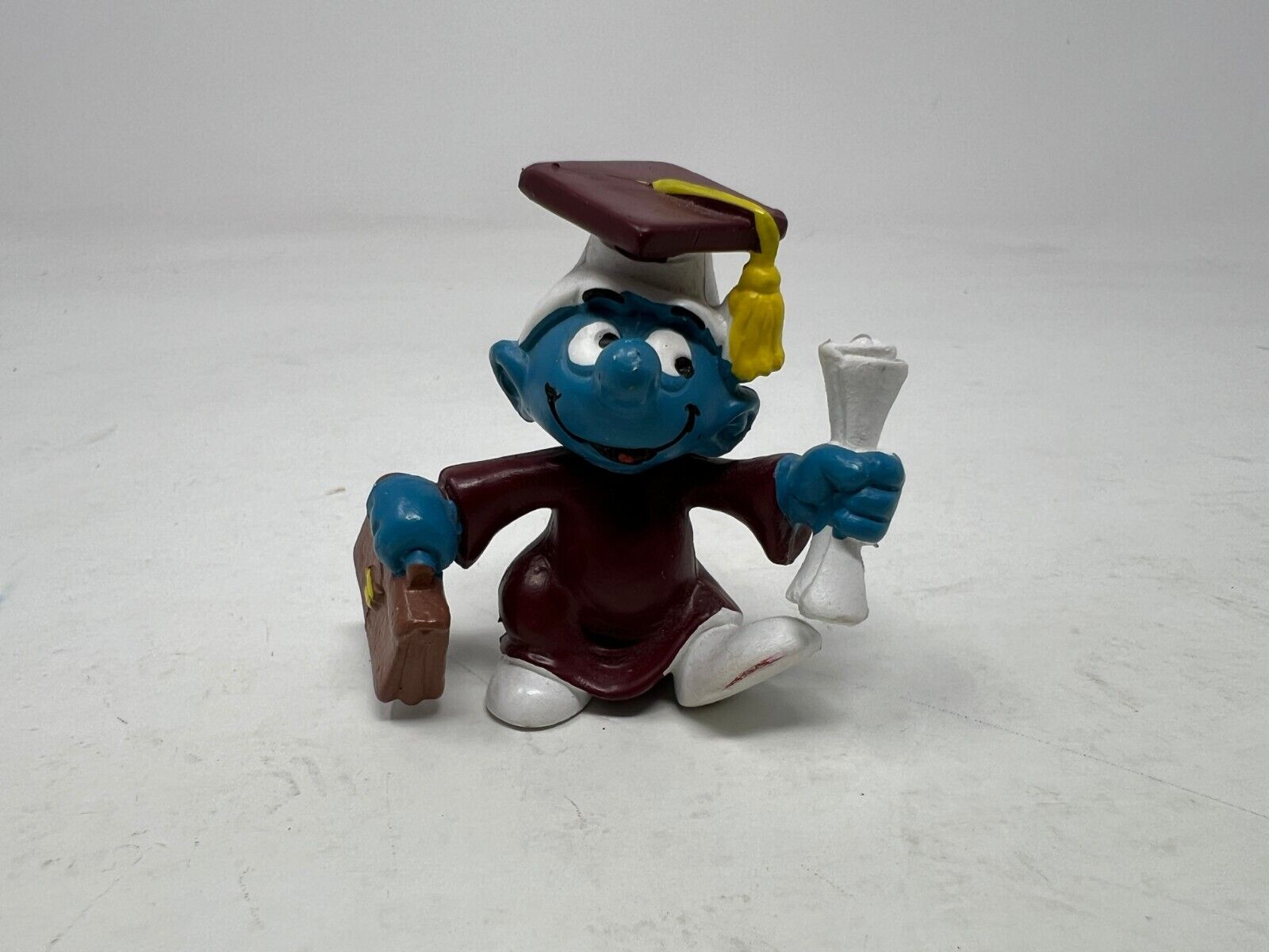 VINTAGE Smurf by PEYO Schleich 1970\'s TOY SMURF Collection Graduate Student /
