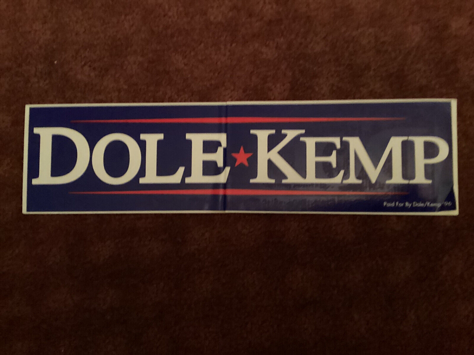 NOS Dole / Kemp Bumper Sticker Republican Presidential Campaign 1996