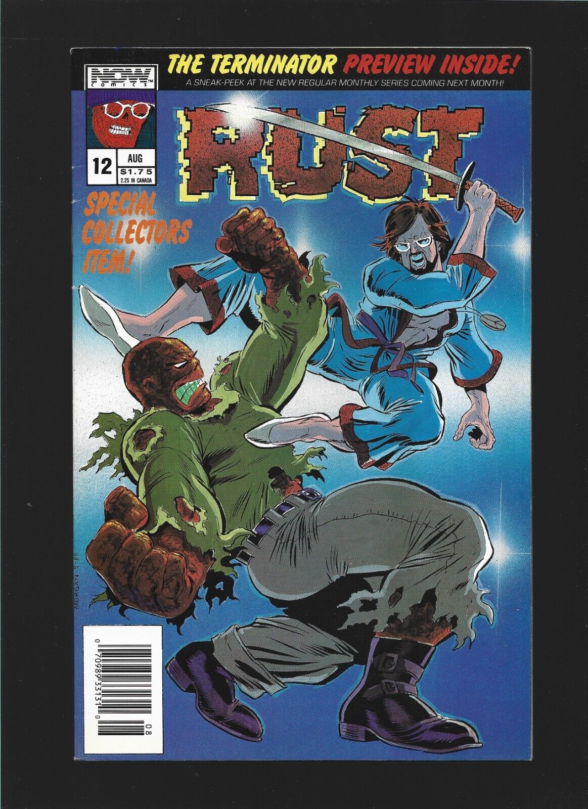 Rust #12 newsstand variant / UPC barcode / first app Terminator / NOW Comics