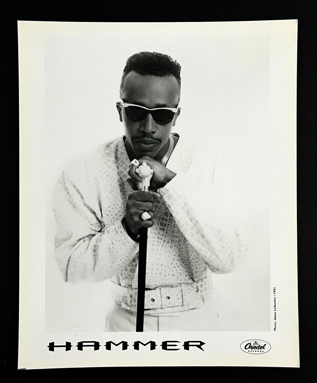 1991 MC Hammer Rapper DJ Vintage Promo Photo Cane Snakeskin Belt