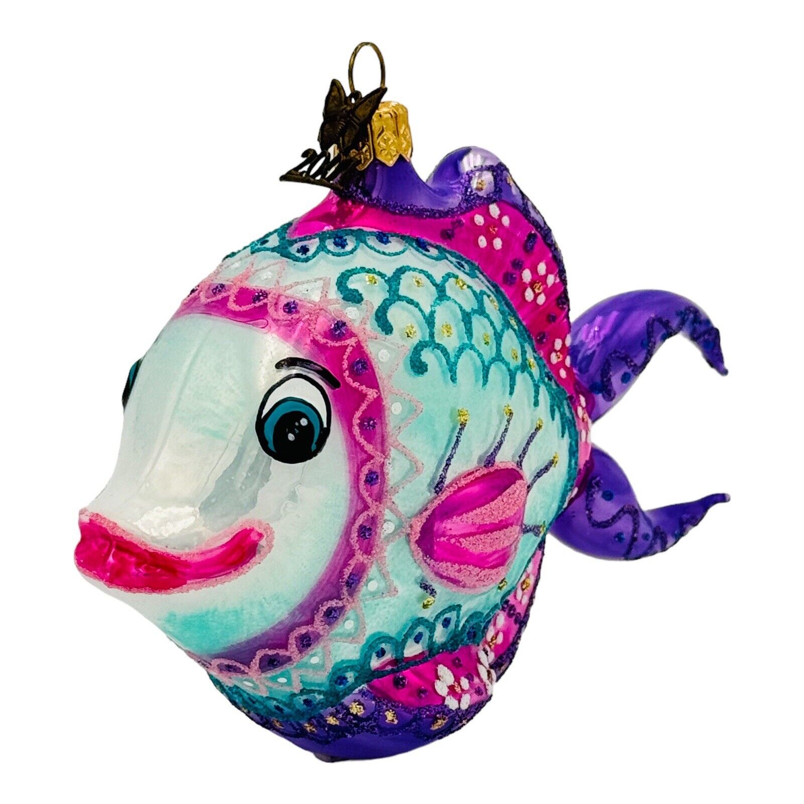 Neiman Marcus Tropical Fish Glass Ornament 4” Whimsical Sealife RARE