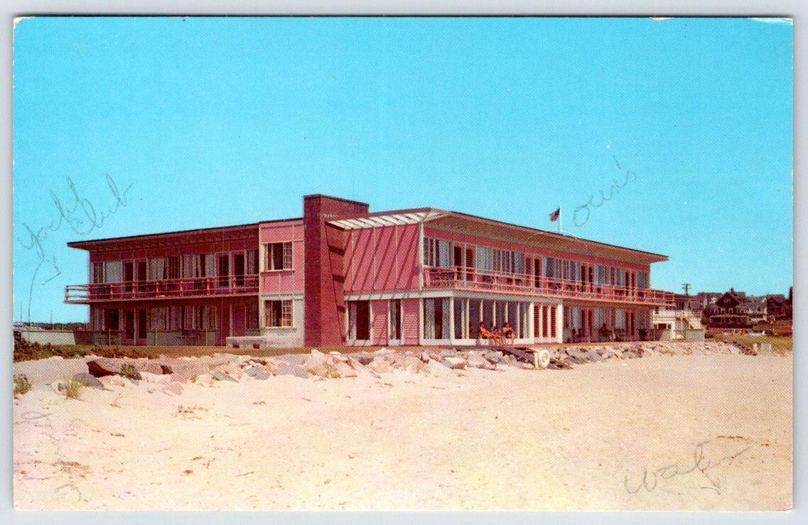 1950\'s FALMOUTH HEIGHTS MASS TIDES MOTEL PINK OCEANFRONT BEACH VINTAGE POSTCARD