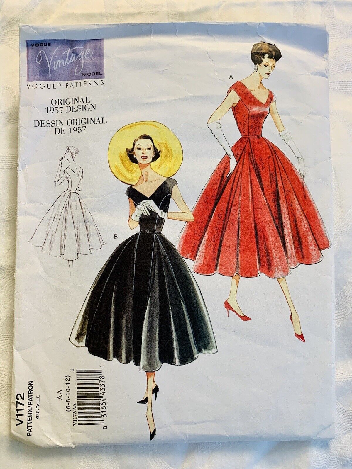 Vintage UNCUT Vogue Sewing Pattern V1172 50s Retro Pin Up Rockabilly Party Dress