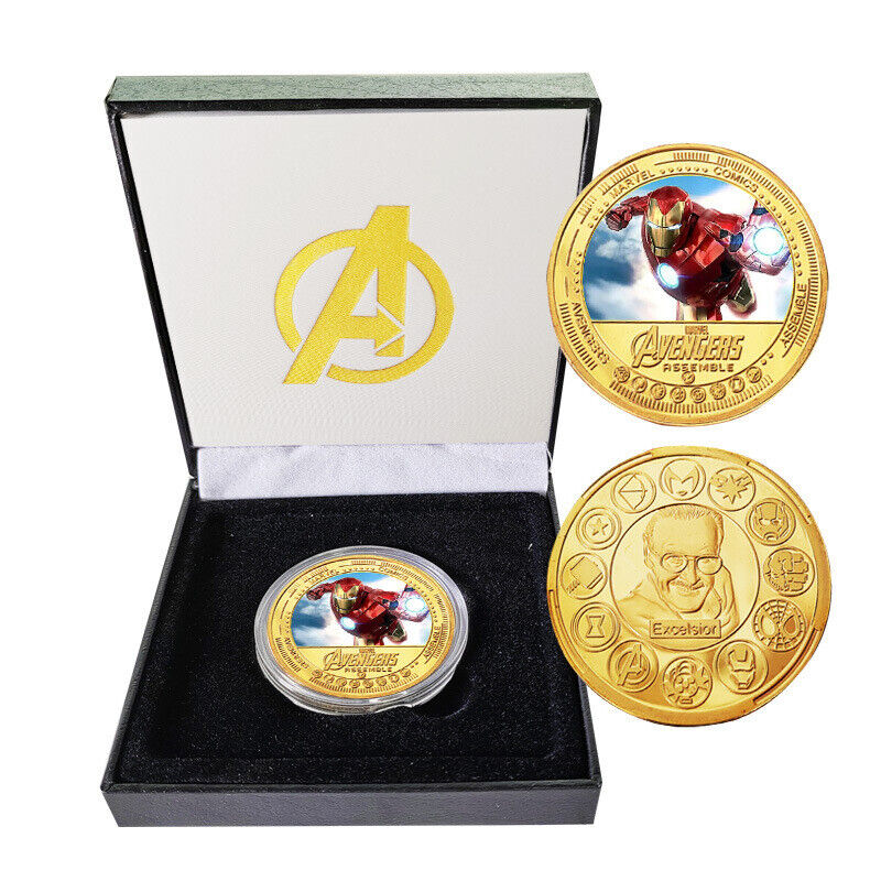 1PC Marvel's The Avengers Iron Man Commemorative Coins Collection Coin Box Gifts