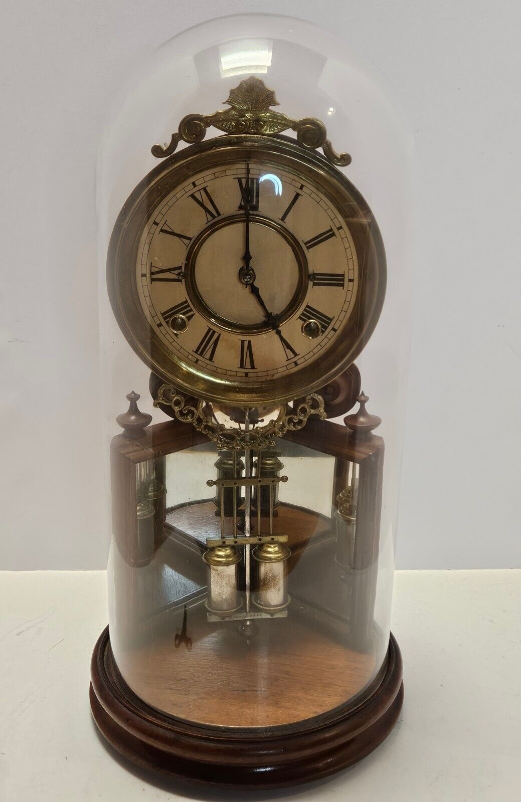 1875 Henry J Davies Crystal Palace No.2 Walnut Glass Dome Victorian Mantel Clock