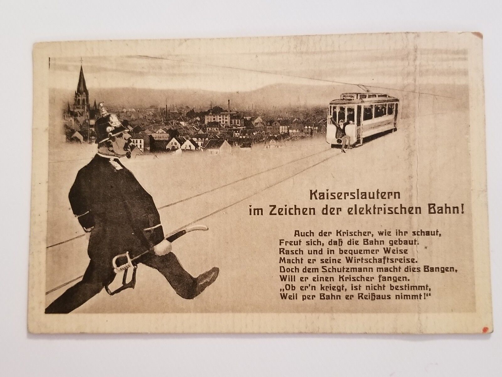 Vintage German Postcard Kaiserslautern Trolley Collectible