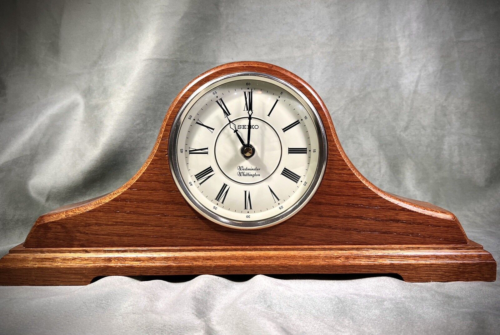 Vintage Seiko Quartz Mantel Clock Westminster Chime Oak , 16 1/4\