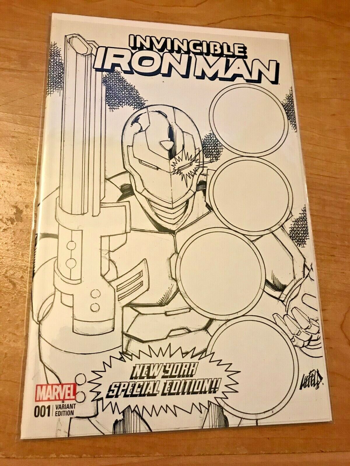 Invincible Iron Man #1: NYCC Liefeld Blank Black & White Variant Cover