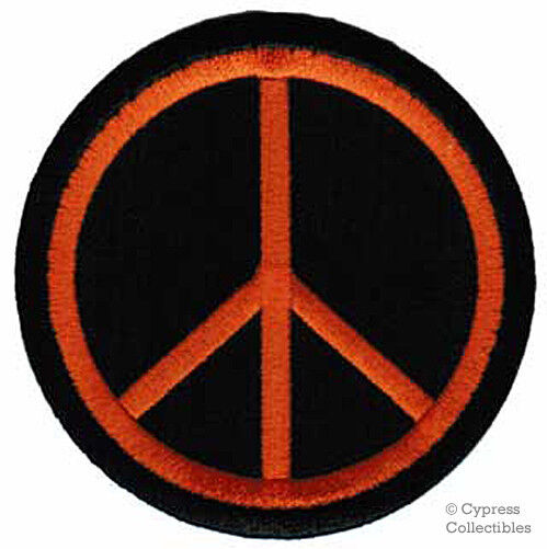 PEACE SIGN PATCH HIPPIE SUMMER LOVE orange embroidered iron-on APPLIQUE EMBLEM