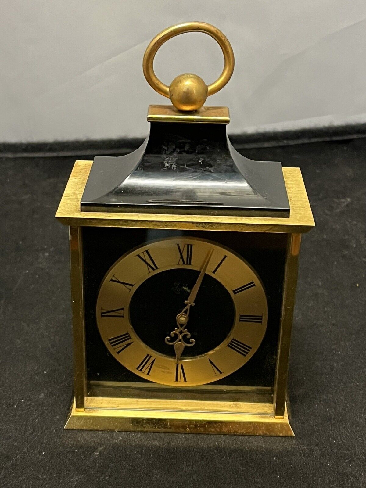 Imhoff Swiss Brass & Enamel Striking Carriage Clock 17 Jewels Weighs 3.7Lbs.
