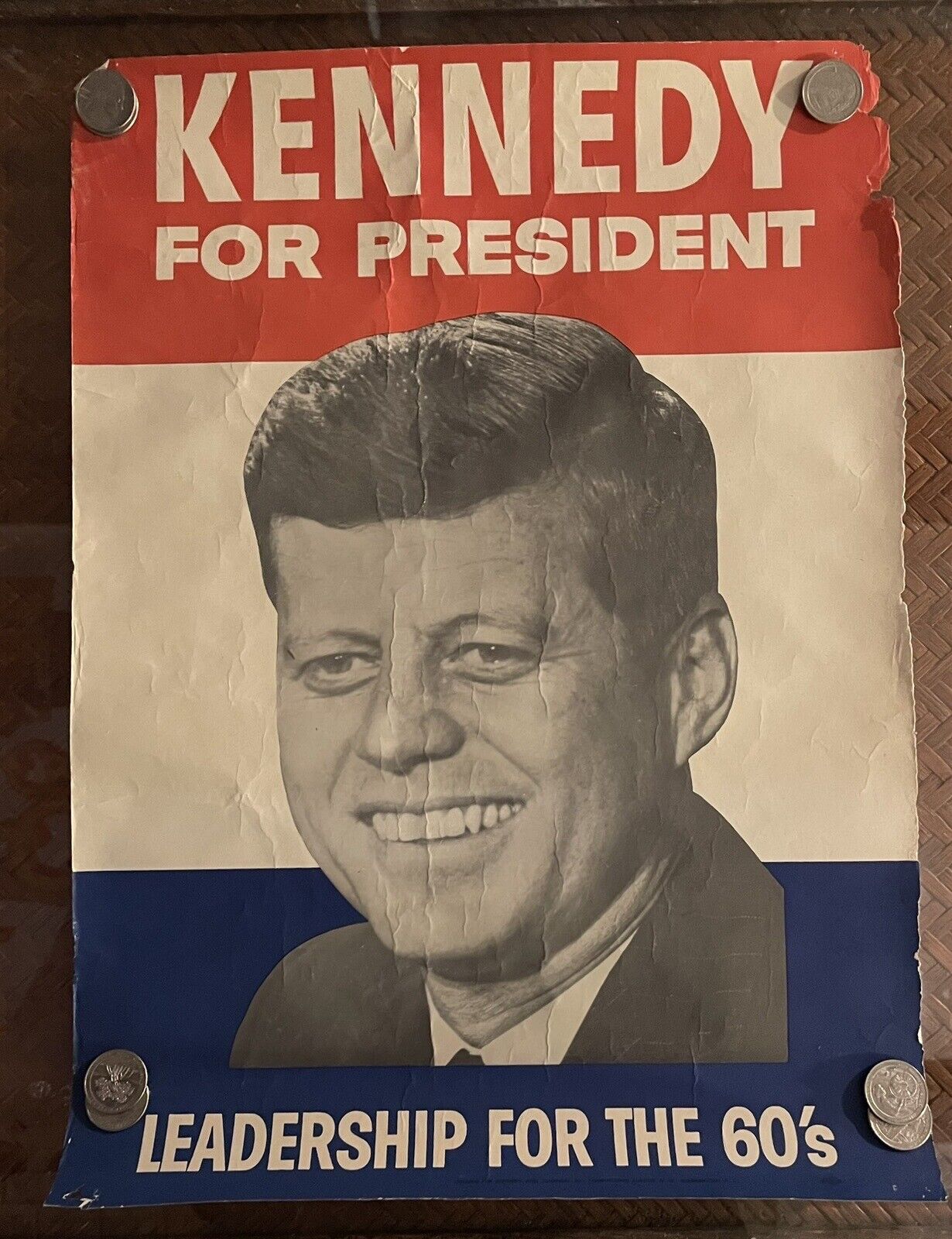 John F. Kennedy 1960 Presidential Campaign Poster JFK Leadership for the 60s
