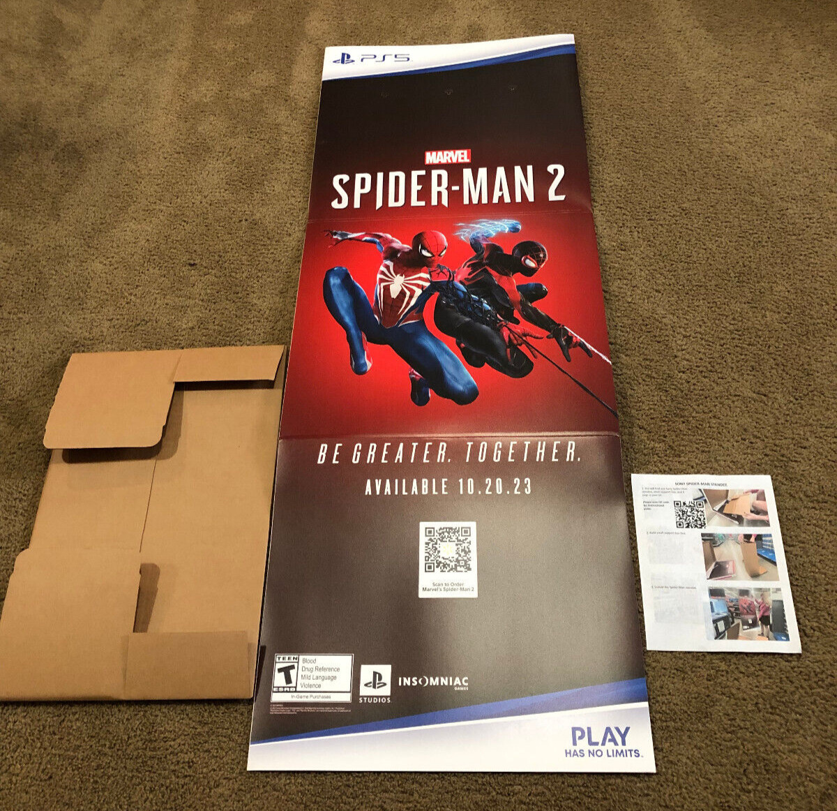 Unused Sony PS5 PS4 Spider-Man 2 Store Promo Movie Standee Display 2x5\'