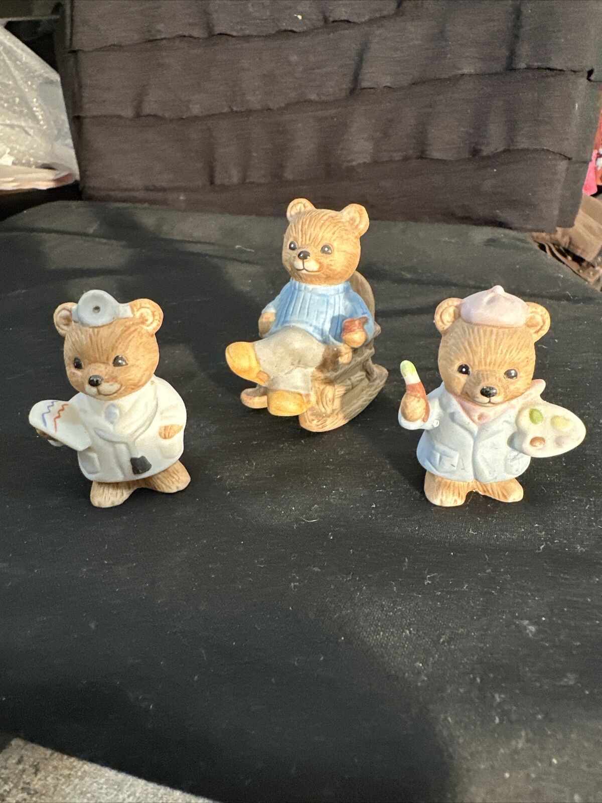 Lot Of 3 Homco Bear Figurines Rocking Chair,artist,Doctor 