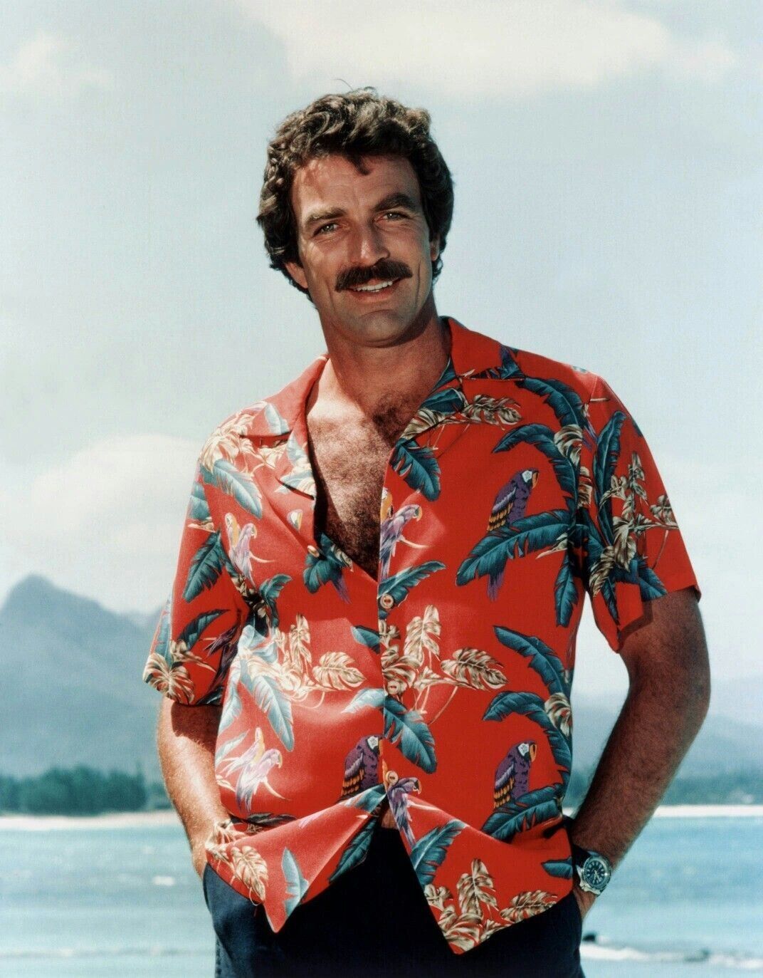 Actor Tom Selleck in TV Show Magnum P.I. Publicity Picture Poster Photo 13x19