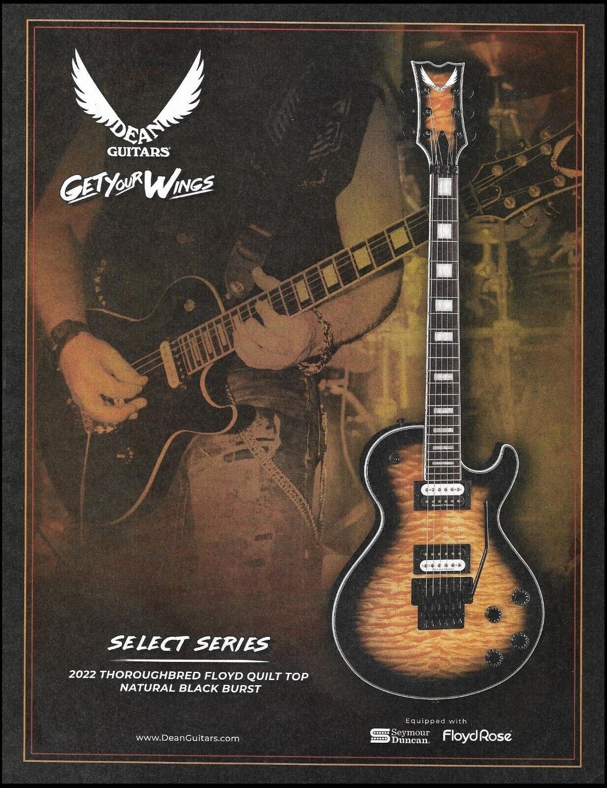 2022 Dean Thoroughbred Floyd Select Series guitar advertisement 8 x 11 ad print