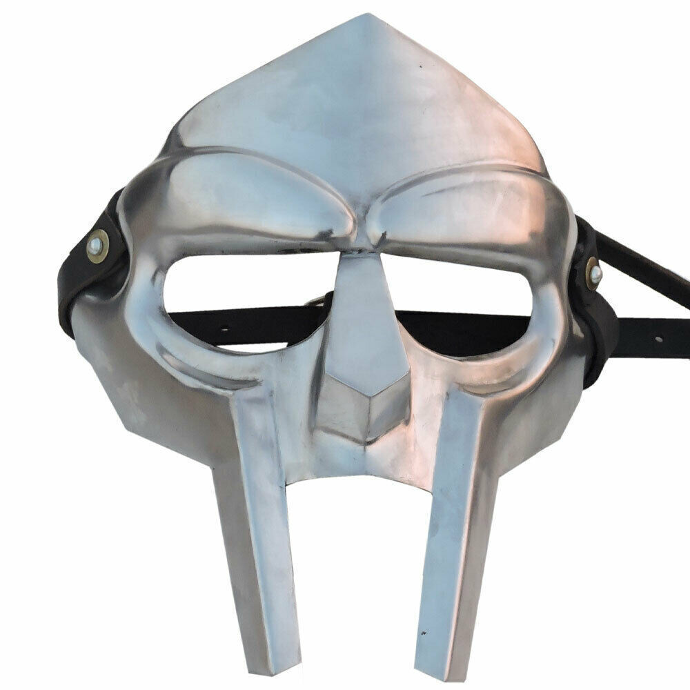 MF Doom Rapper Mask Madvillain Gladiator Mask 18G Steel with Adjustable Straps