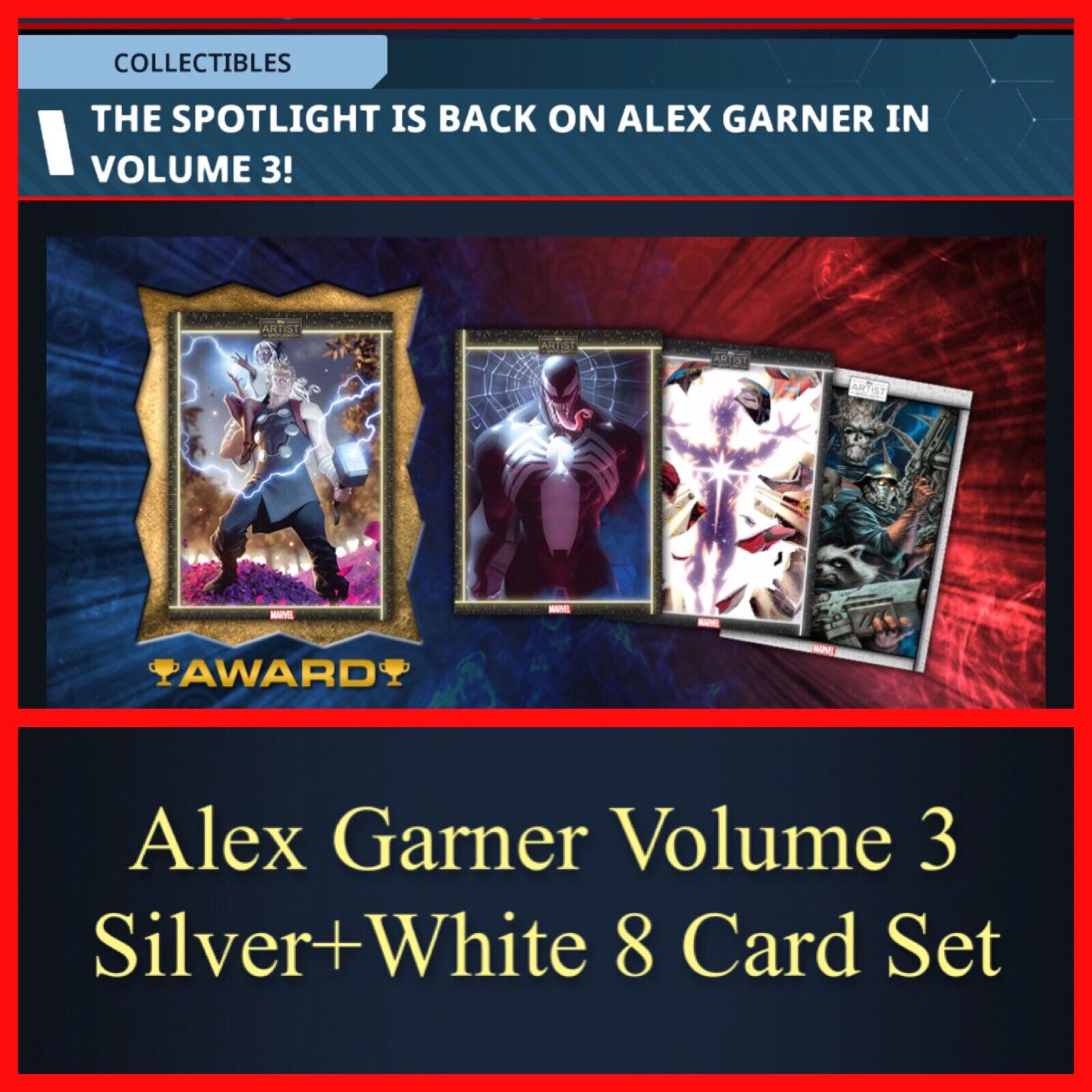 ALEX GARNER Vol 3 ARTIST SPOTLIGHT-SILVER+WHITE 8 CARD SET-TOPPS MARVEL COLLECT