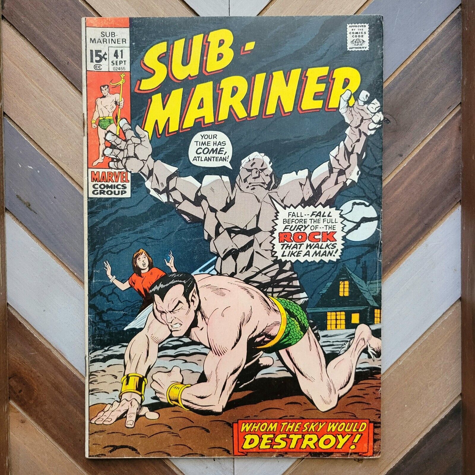 Sub-Mariner #41 VG (Marvel 1971) Battle vs THE ROCK / George Tuska Cover & Art