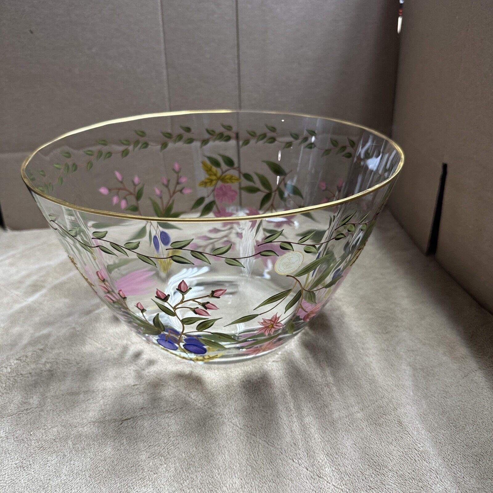 Large Vintage 11” Hand painted In Romania Fruit/Salad Bowl