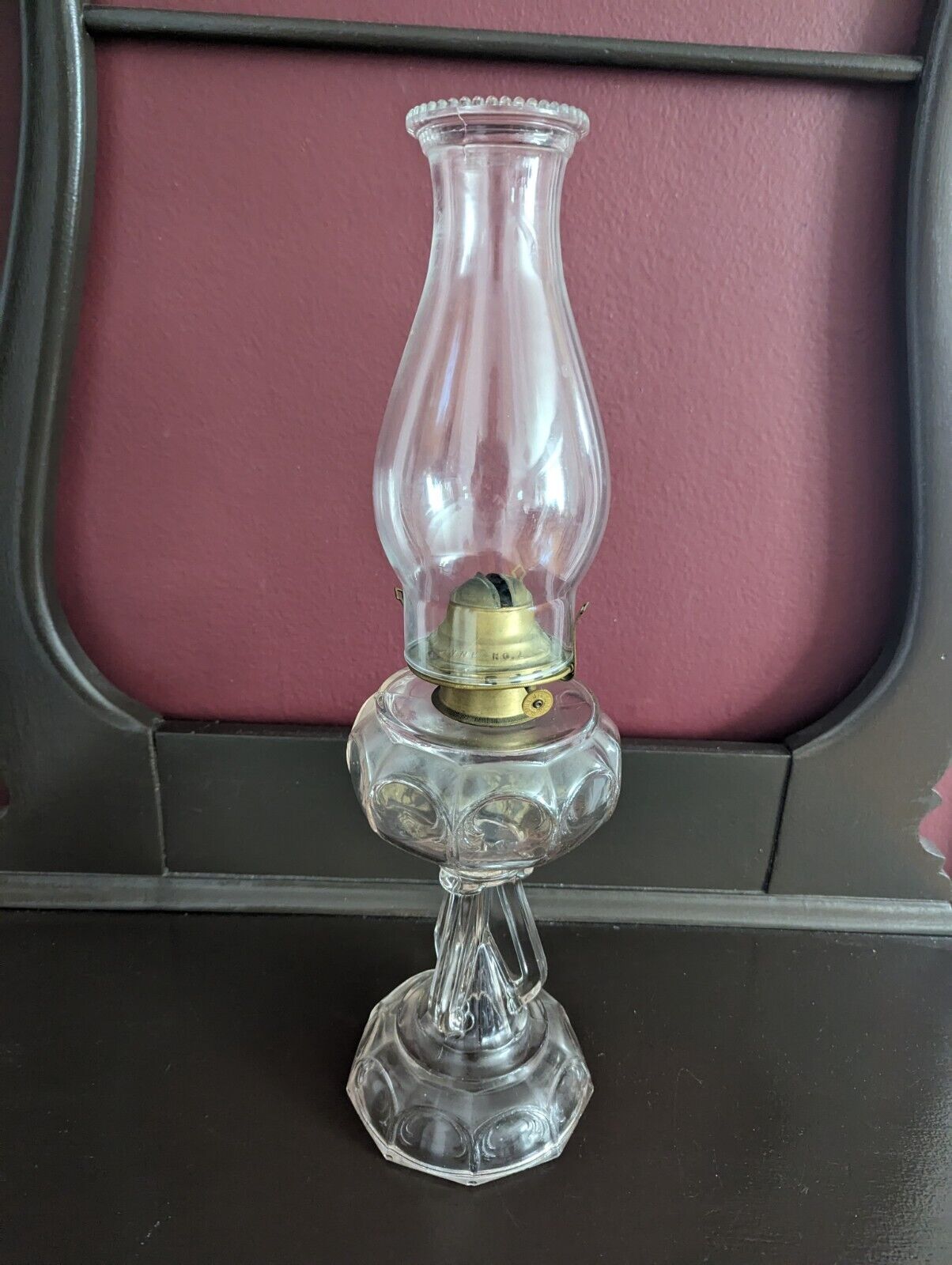 Antique Oil Kerosene Lamp Clear Glass Scoville MFG 18\