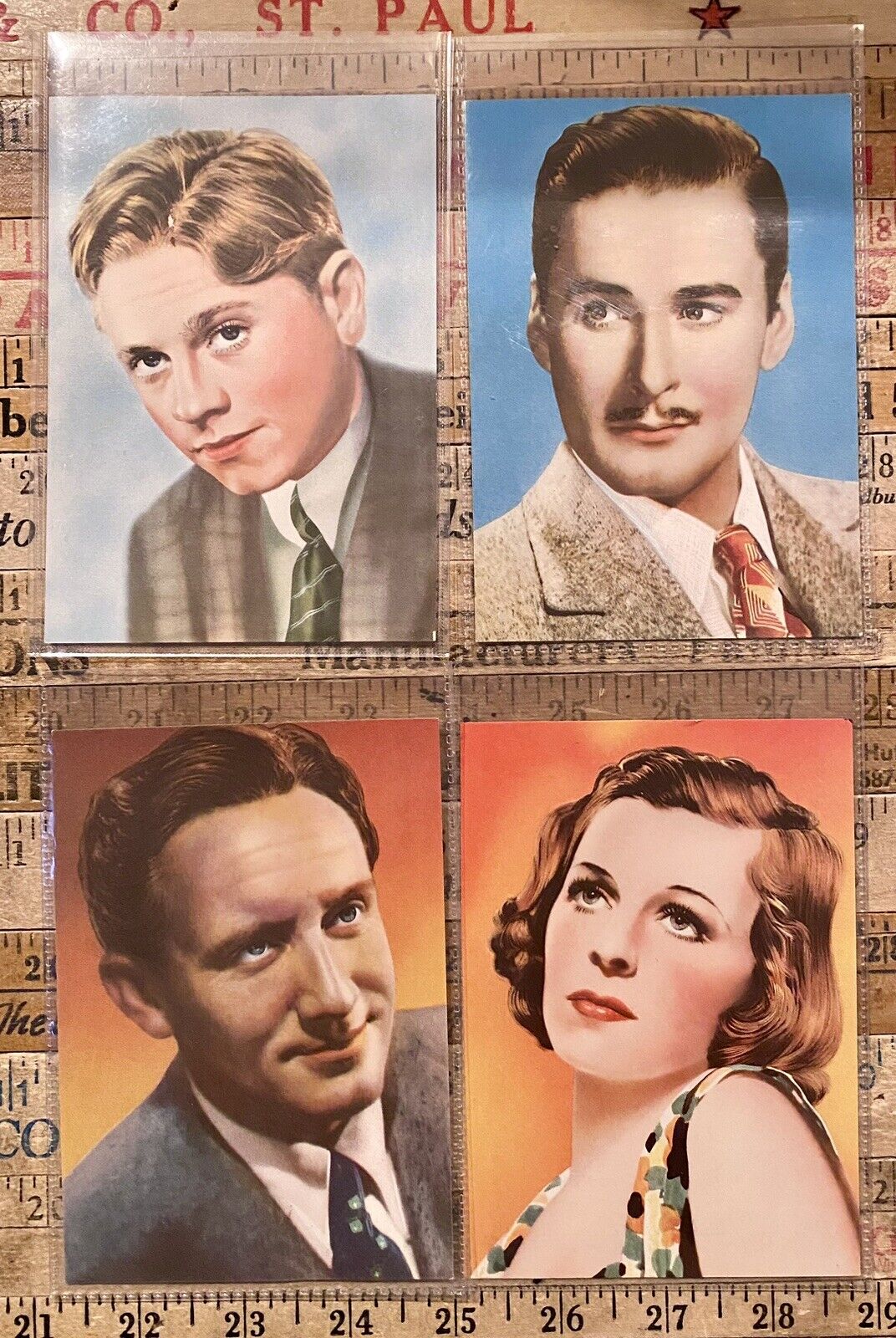 FOUR SHERMAN'S POOLS  1940 FAMOUS FILM STARS. ROONEY, FLYNN, TRACY & SULLAVAN