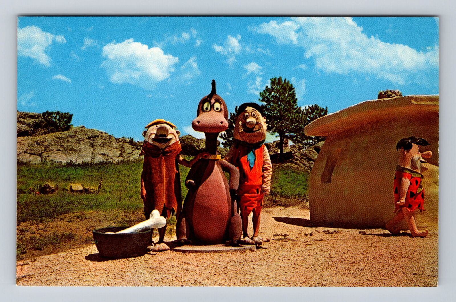 Custer SD-South Dakota, Flintstone's Bedrock City, Antique Vintage Postcard