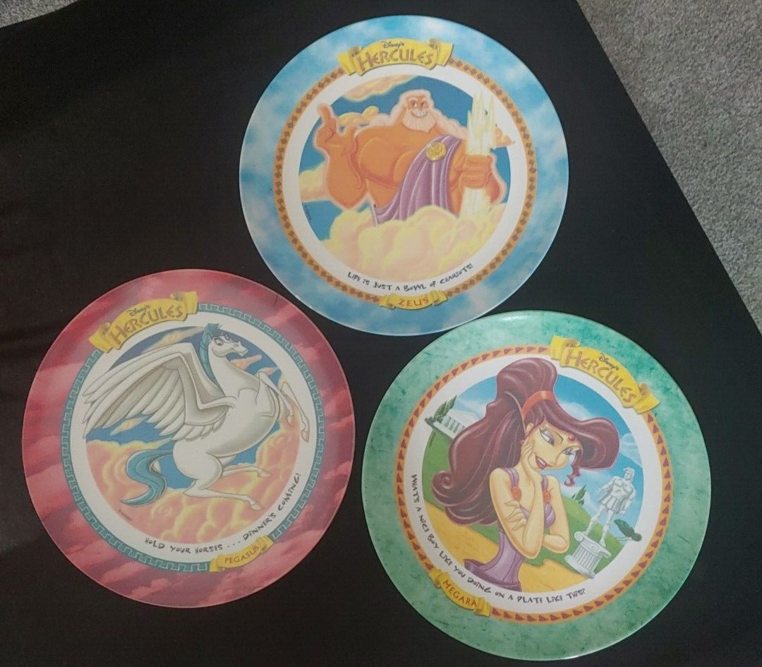 Lot of 3 Vintage 1997 McDonalds Disney HERCULES Movie Plates Pegasus Megara Zeus