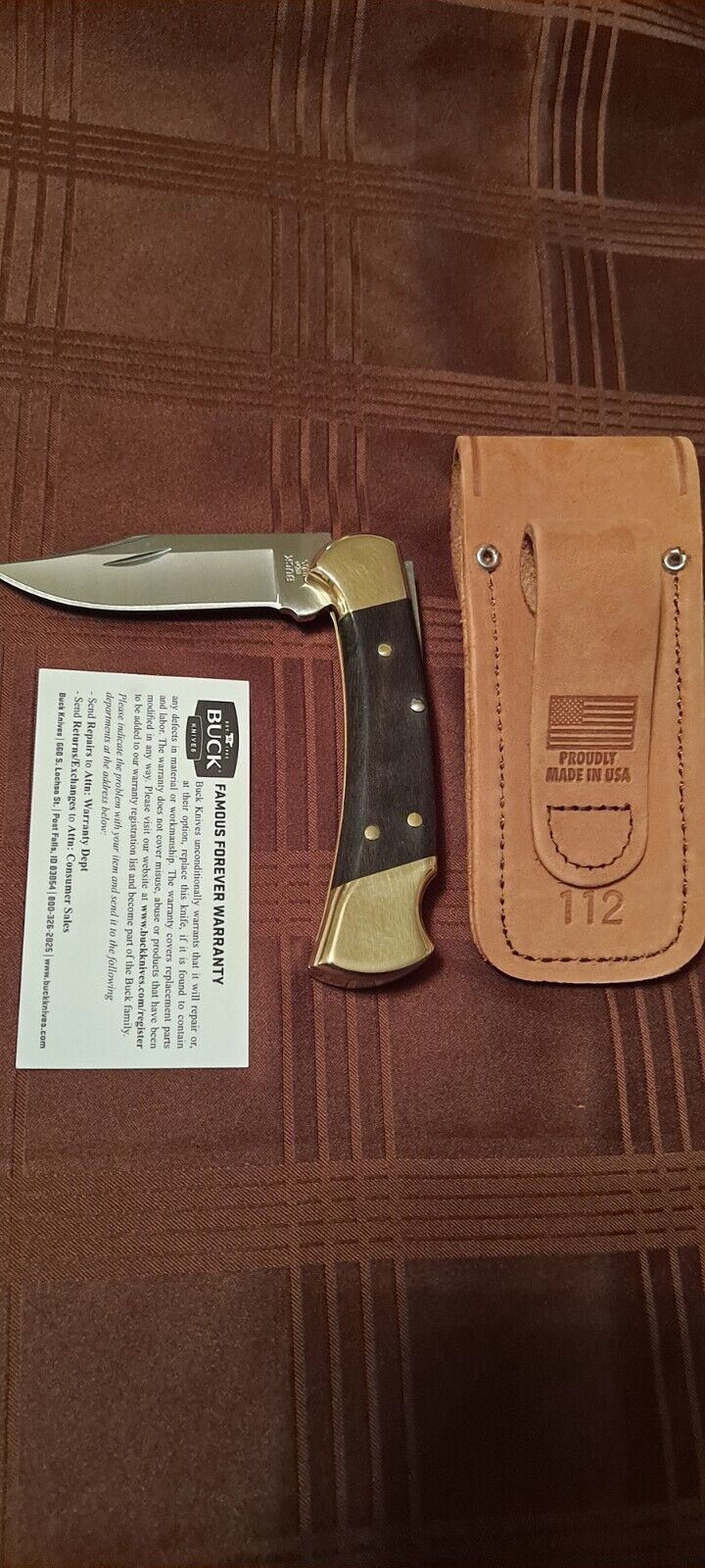 Buck 112 Ranger Clip Point Blade Distressed Leather Sheath 100% Made In U.S.A.