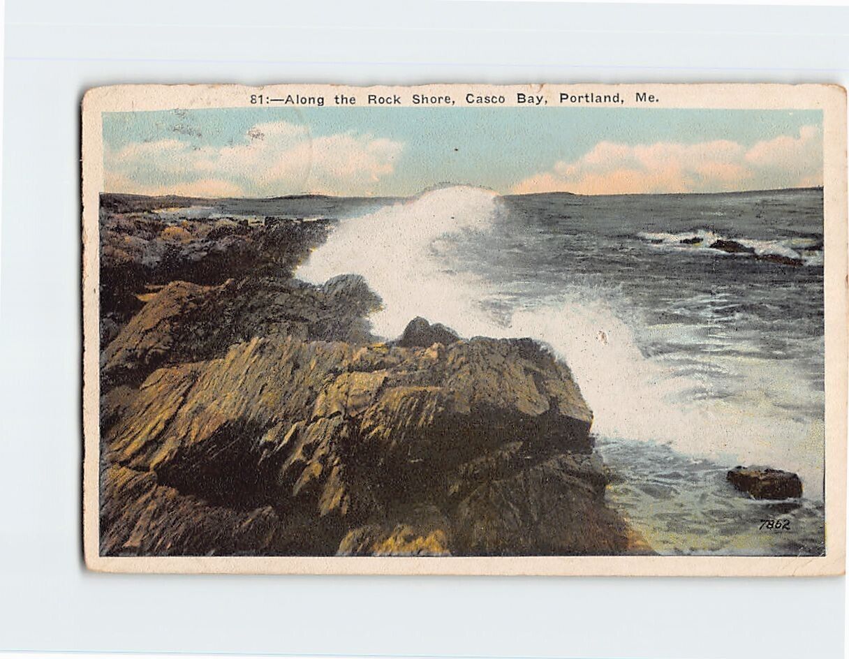 Postcard Along the Rock Shore, Casco Bay, Portland, Maine