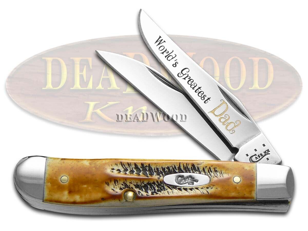 Case xx Knives Worlds Greatest Dad Mini Trapper 1/500 BoneStag Pocket Knife