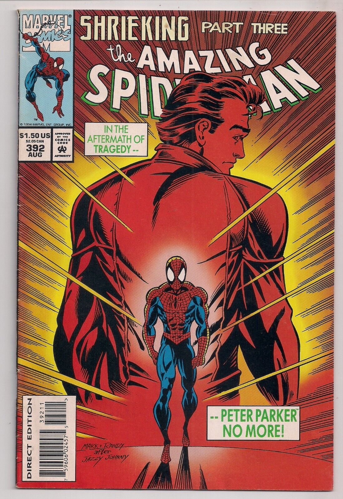 Amazing Spider-Man #392 Marvel 1994 FN 6.0 Bagley cover