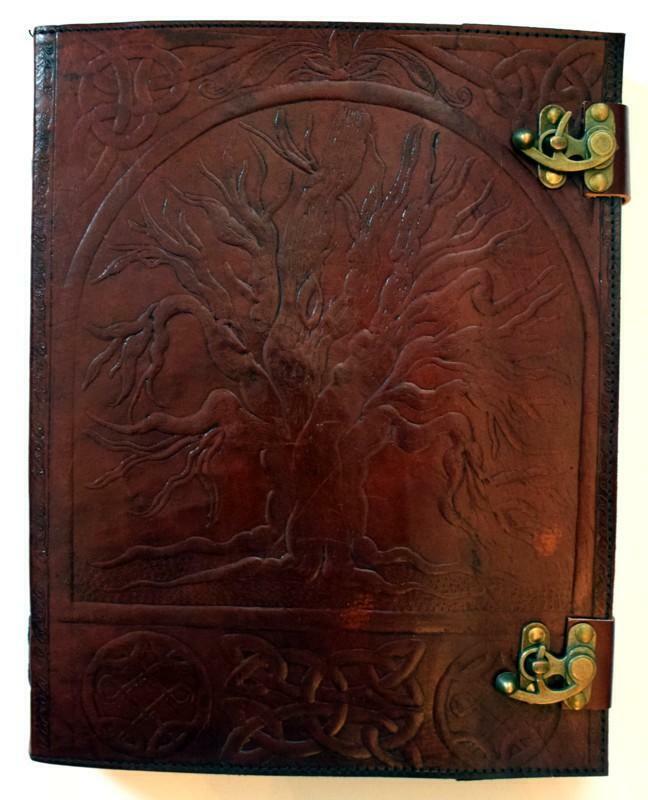 HUGE 10x13 Tree of Life Leather Bound Book of Shadows, Journal