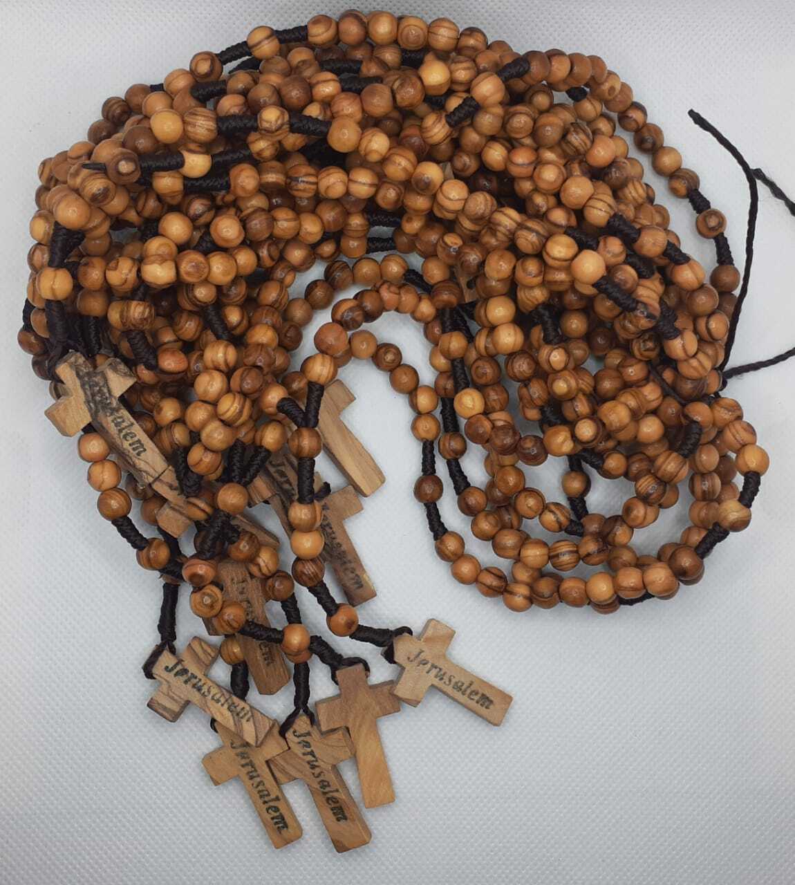 Authentic12 olive wood catholic rosary from Jerusalem hand made 1dozen=12 Rosary