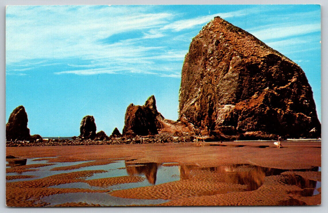 Haystack Rock and The Needles Cannon Beach Oregon Postcard VTG