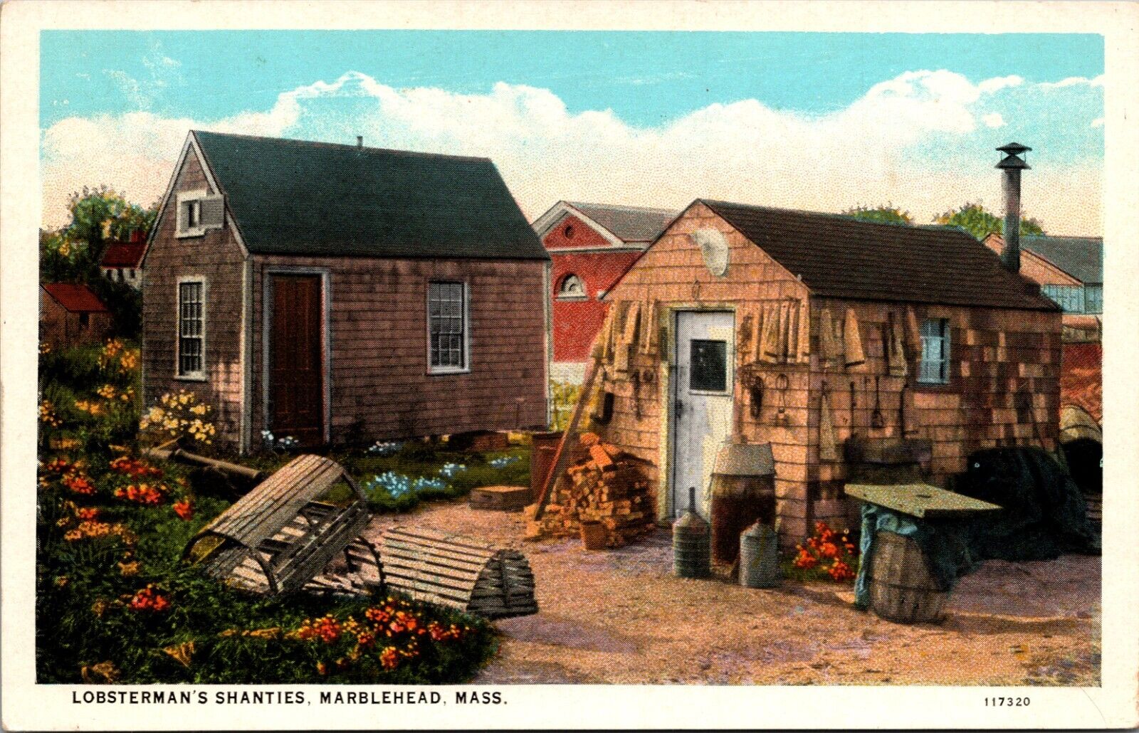 Marblehead MA-Massachusetts, Lobsterman\'s Shanties, c1935, Vintage Postcard