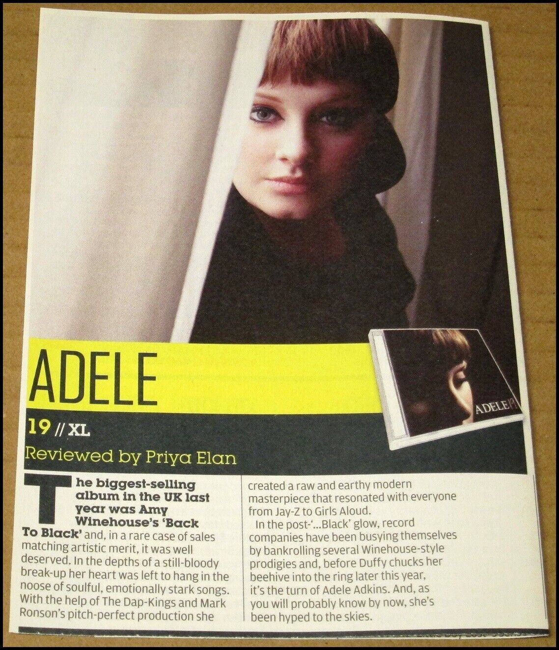 2008 Adele 19 Album Review NME Magazine Clipping 8.75\