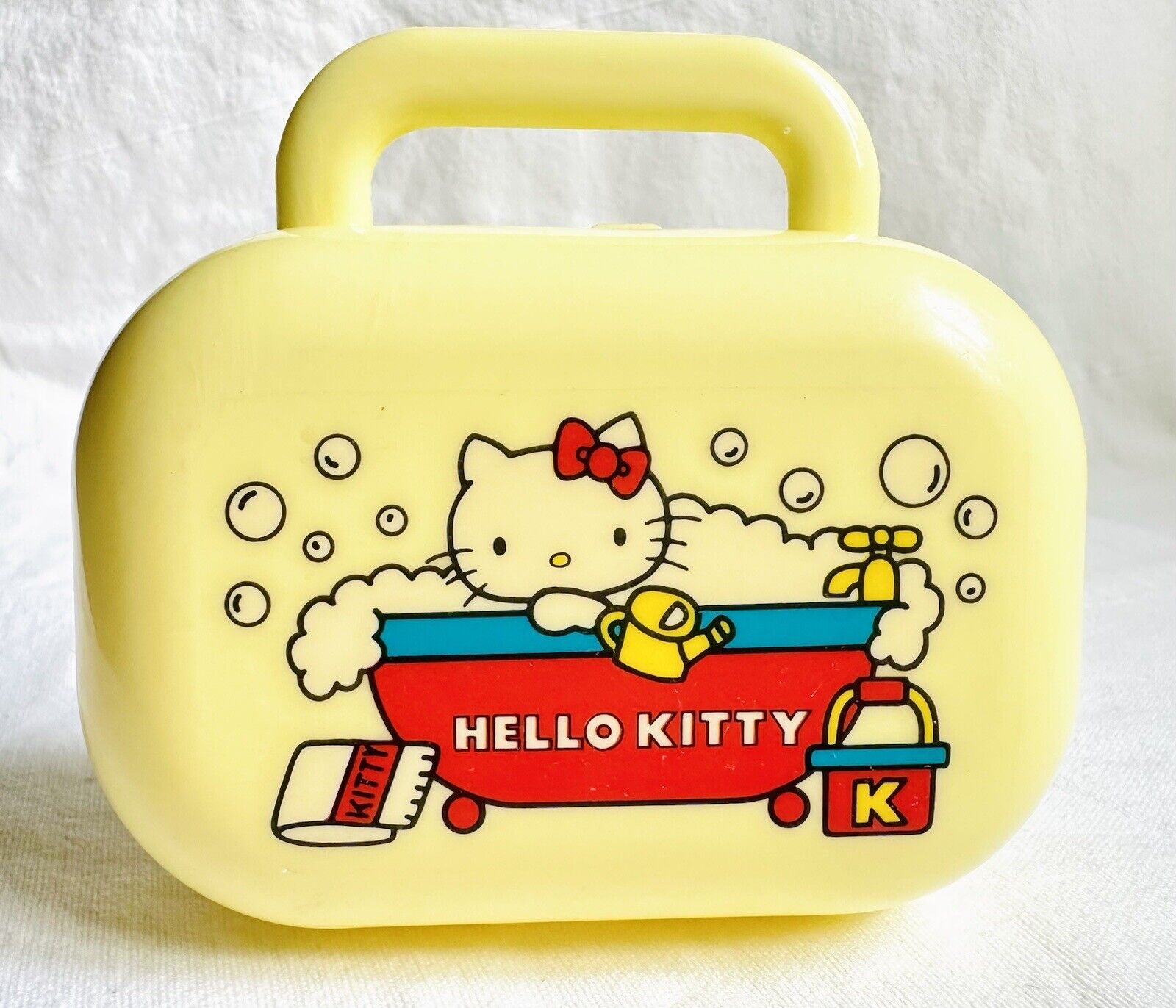 Vintage Sanrio 1976 Hello Kitty Soap Dish Case Yellow Rare Japan