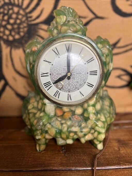 Vintage Lawrence Green Vomit Clock Lucite Tested