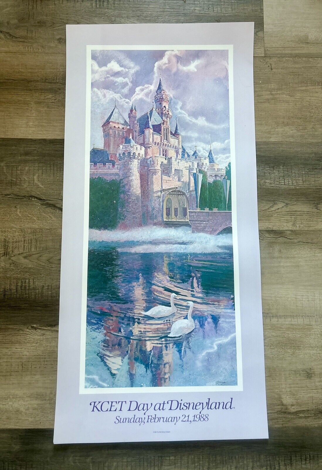 1988 Disneyland Castle KCET Day Event Poster Charles Boyer VERY RARE 80s