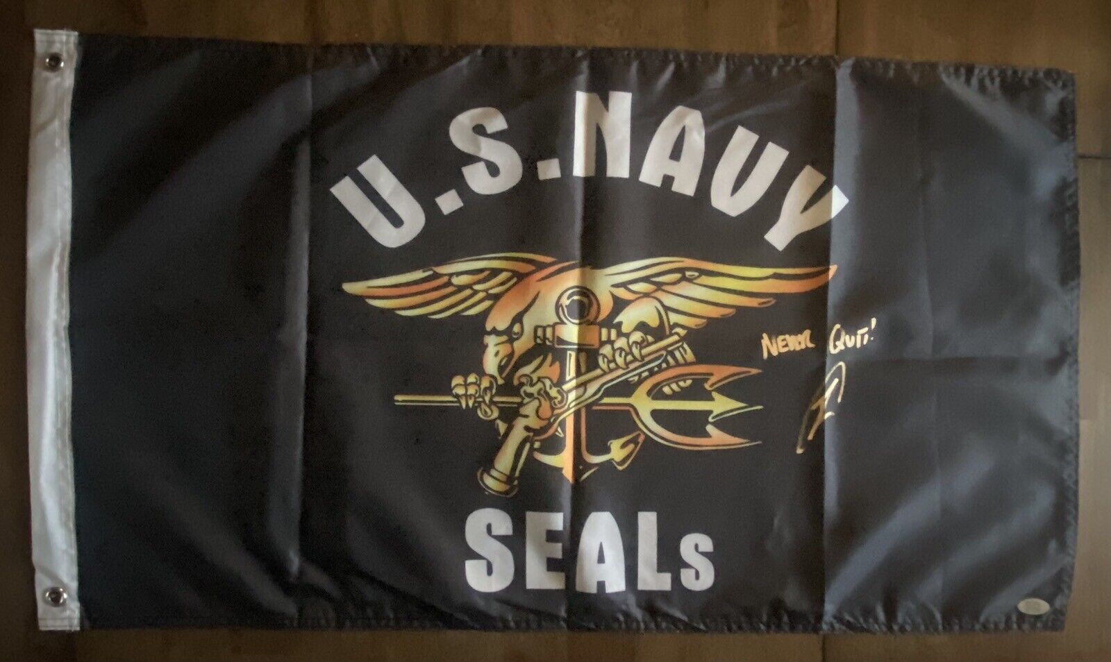 Robert O’Neill Signed U.S. Navy Seals Military Flag - PSA/DNA Hologram