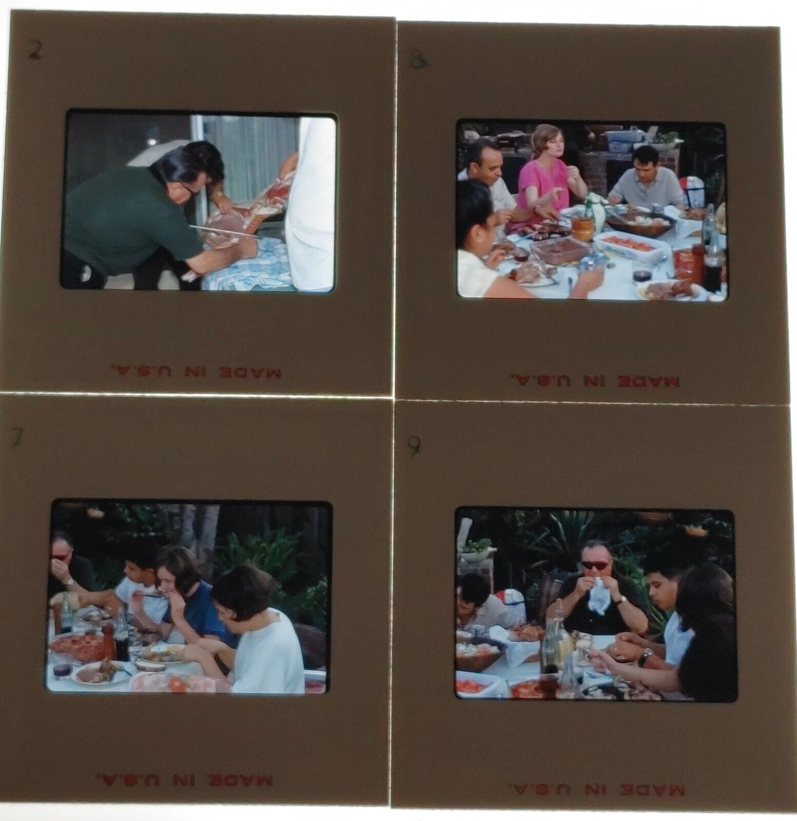 Vintage 1967 35mm Slides Family BBQ Picnic Butchering to Table Lot of 4 #22477