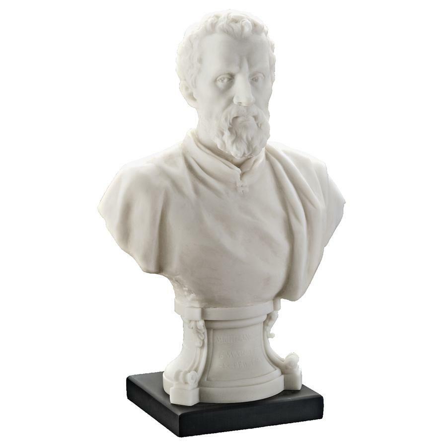 Renaissance Artist Michelangelo Bonded Marble Home Gallery Bust Sculpture