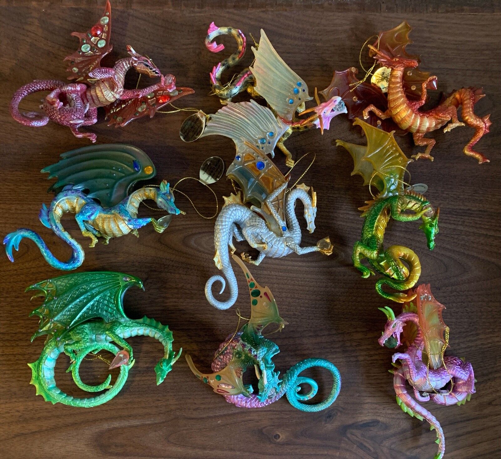 Ashton Drake Galleries Dragons of The Crystal Cave 9 Different Ornament Lot