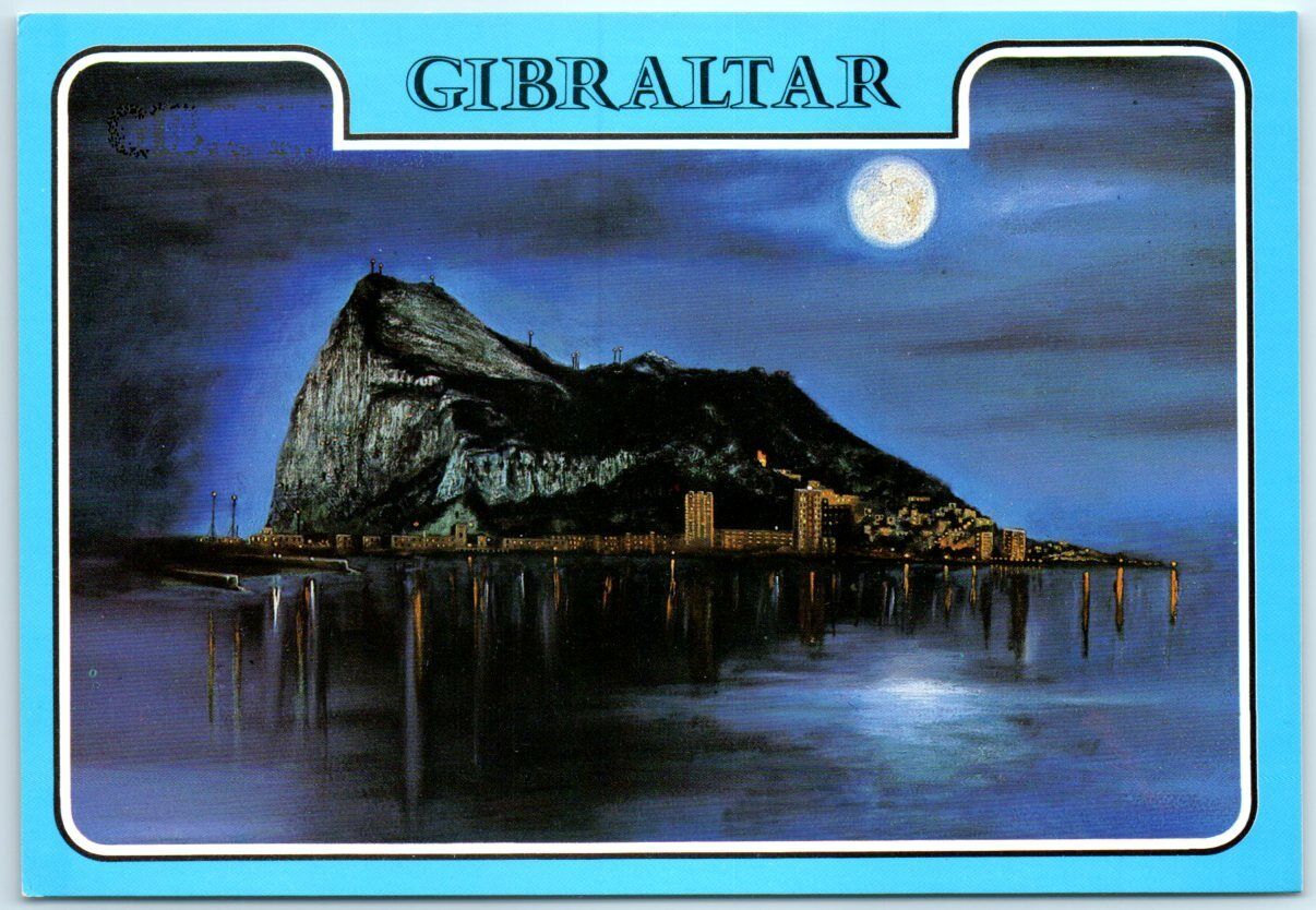 Postcard - The Rock At Night - Gibraltar, British Overseas Territory