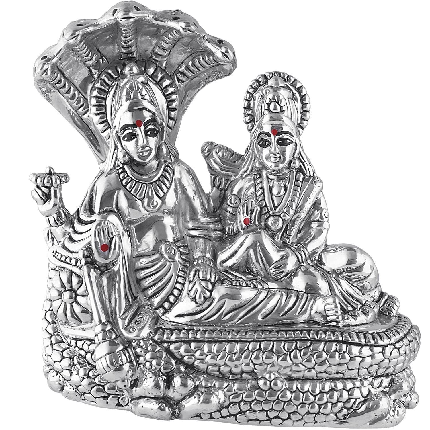 Indian Traditional 999 Pure Silver Narayan Laxmi Idol For Puja Room 45gm